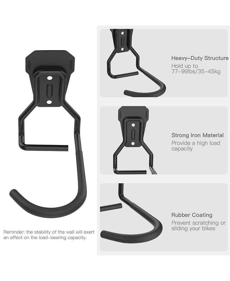 Xdovet Bike Wall Mount Fixed Hook Heavy Duty Vertical Stand Hanger Brackets 4 Pack