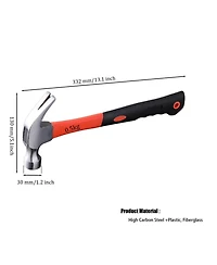 Xdovet Claw Hammer Fiberglass Handle Carbon Steel Anti-vibration Grip