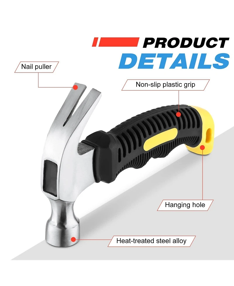 Xdovet Small Claw Hammer Soft Rubber Handle Home Repair Diy Tool