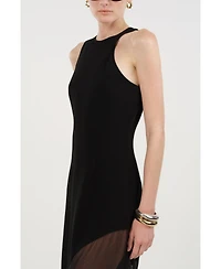 Nocturne Women's Sheer Detail Maxi Dress