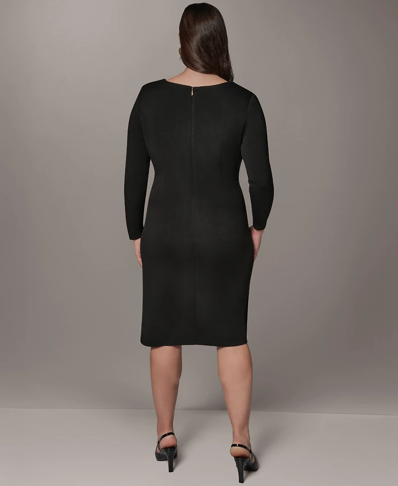 Donna Karan New York Plus Asymmetrical Long-Sleeve Sheath Dress