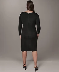 Donna Karan New York Plus Asymmetrical Long-Sleeve Sheath Dress