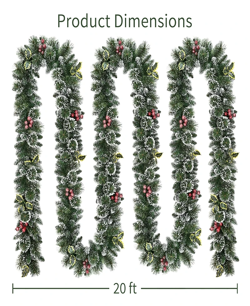 Puleo International 20' Snowy Silverton Pine Garland