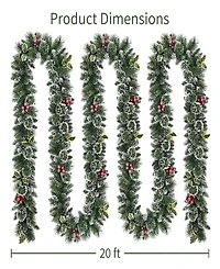 Puleo International 20' Snowy Silverton Pine Garland