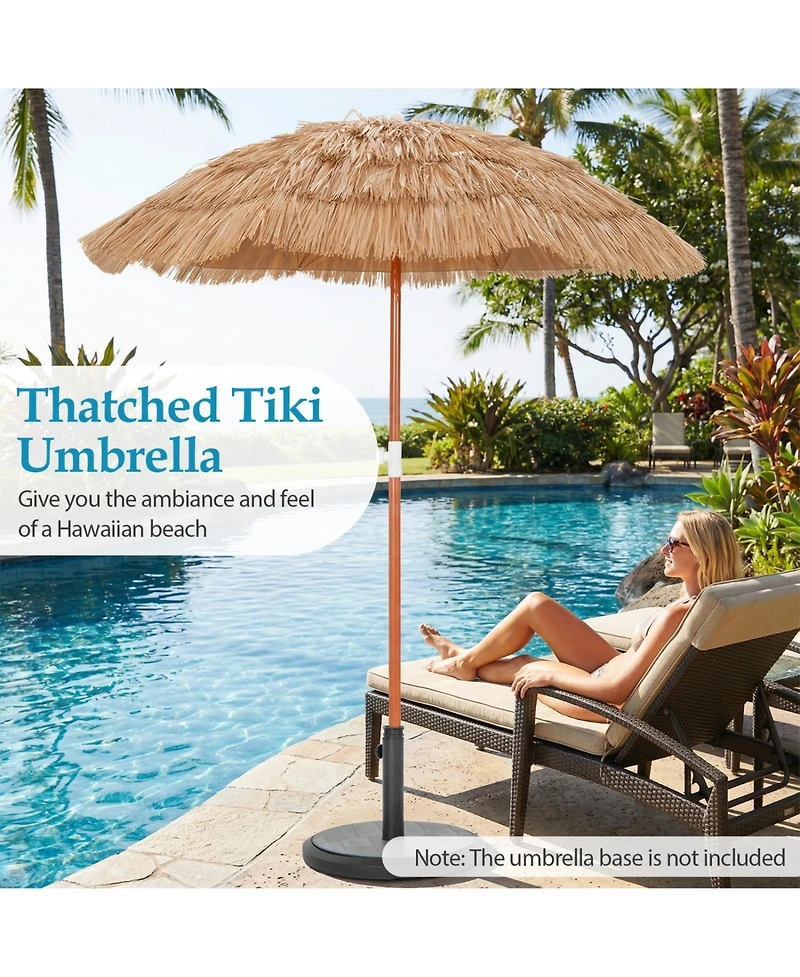 Sugift Thatched Beach Umbrella with Push Button Tilt and Carrying Bag Set of 2
