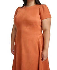 Calvin Klein Plus Scuba Seamed Crewneck Fit & Flare Dress