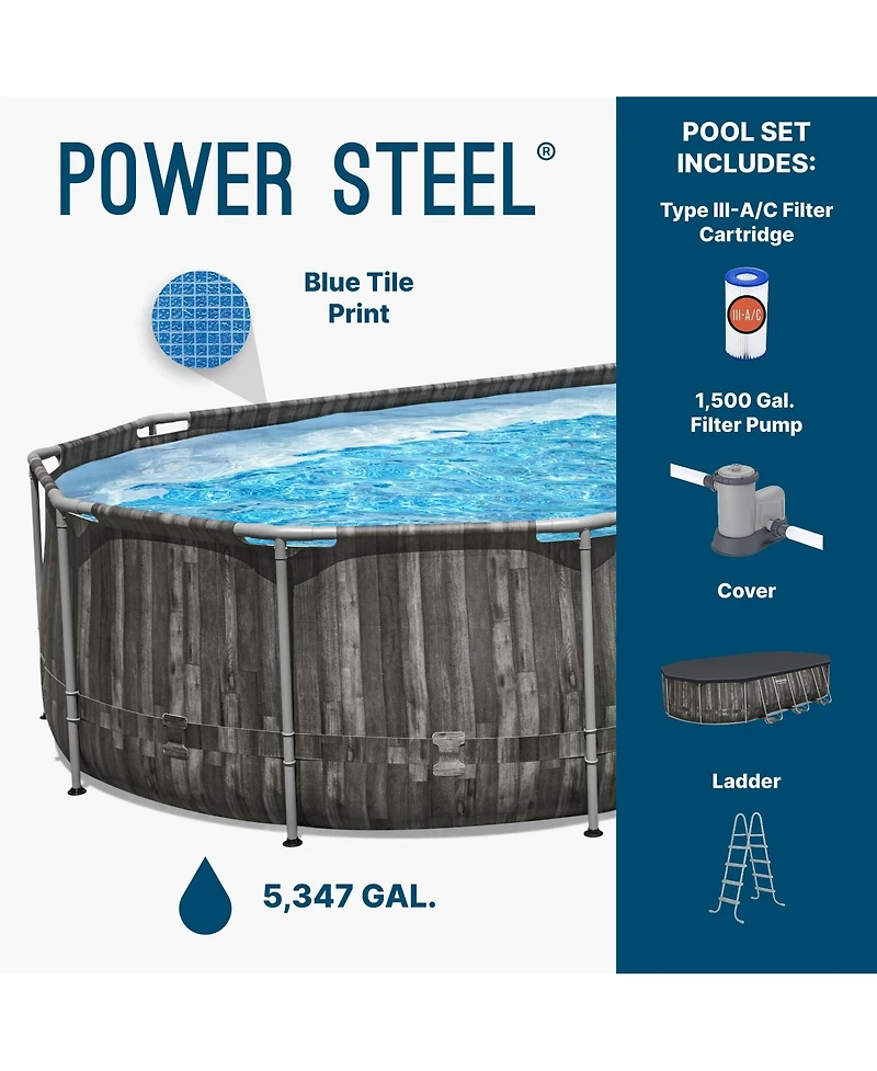 Bestway Power Steel 20' x 12' x 48" Oval Above Ground Outdoor Swimming Pool Set