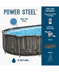 Bestway Power Steel 20' x 12' x 48" Oval Above Ground Outdoor Swimming Pool Set