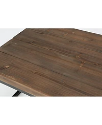 Tribesigns 55" Rustic Solid Wood Coffee Table with Iron Frame, Industrial Farmhouse Rectangular Coffee Table for Living Room