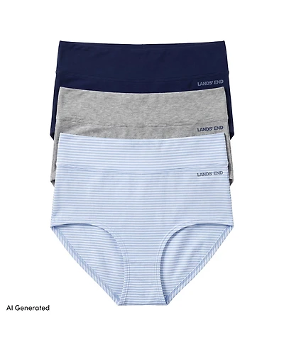 Lands' End Women's High Rise Full Coverage Brief Soft Essential Everyday 3 Pack Panties