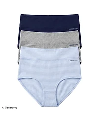 Lands' End Women's High Rise Full Coverage Brief Soft Essential Everyday 3 Pack Panties