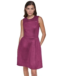 Halston Women's Crew Neck Fit & Flare Dress