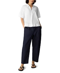 Eileen Fisher Women's Collared Neck Short-Sleeve Top