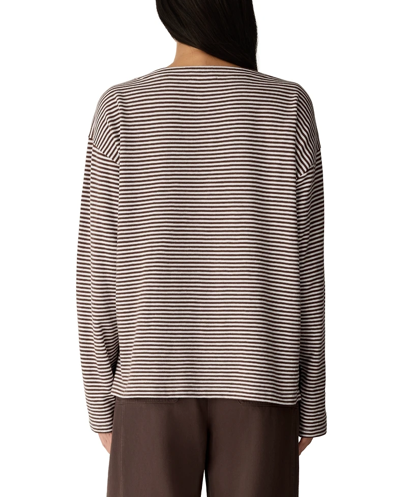 Eileen Fisher Women's Striped Bateau Neck Long-Sleeve Top
