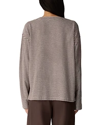 Eileen Fisher Women's Striped Bateau Neck Long-Sleeve Top