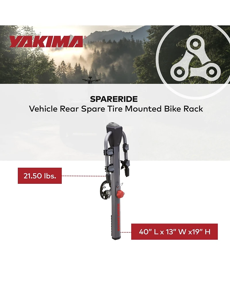 Yakima SpareRide Vehicle Rear Spare Tire Mounted 2 Bike Bicycle Rack, Gray/Black