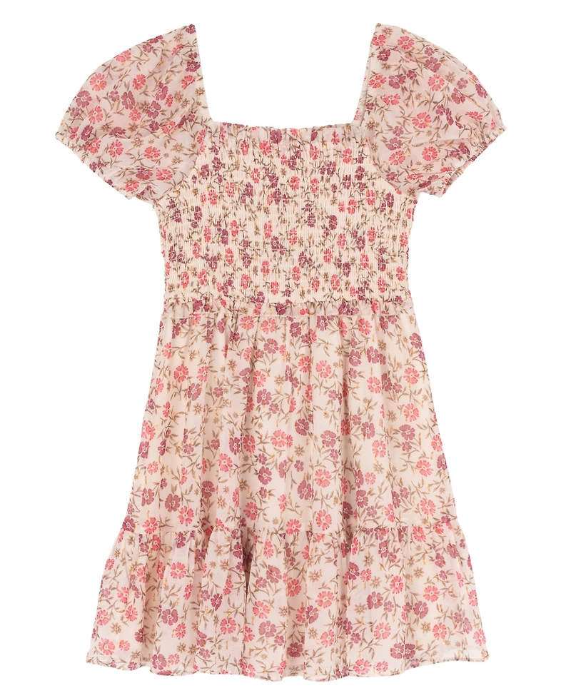 Rare Editions Girls' 7-16 Floral Lurex Chiffon Dress and Corduroy Jacket, 2-Piece Set