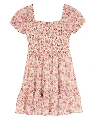 Rare Editions Girls' 7-16 Floral Lurex Chiffon Dress and Corduroy Jacket, 2-Piece Set