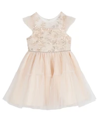 Rare Editions Girls' 2T-6X Sequin Floral Mesh Dress