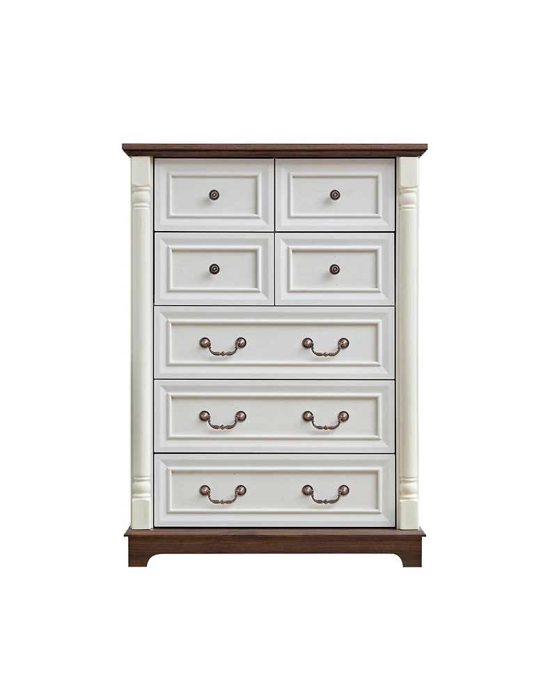 7 Drawer Bathrooom Cabinet Chest with Wooden Base and Riser Trim