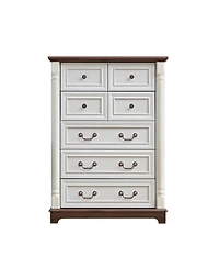 7 Drawer Bathrooom Cabinet Chest with Wooden Base and Riser Trim