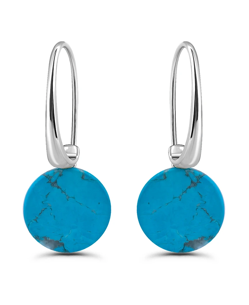 Macy's Genuine Howlite Chrysocolla Round Disc Shape Drop on Hardwire Fishhook Closure Earrings