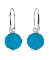 Macy's Genuine Howlite Chrysocolla Round Disc Shape Drop on Hardwire Fishhook Closure Earrings