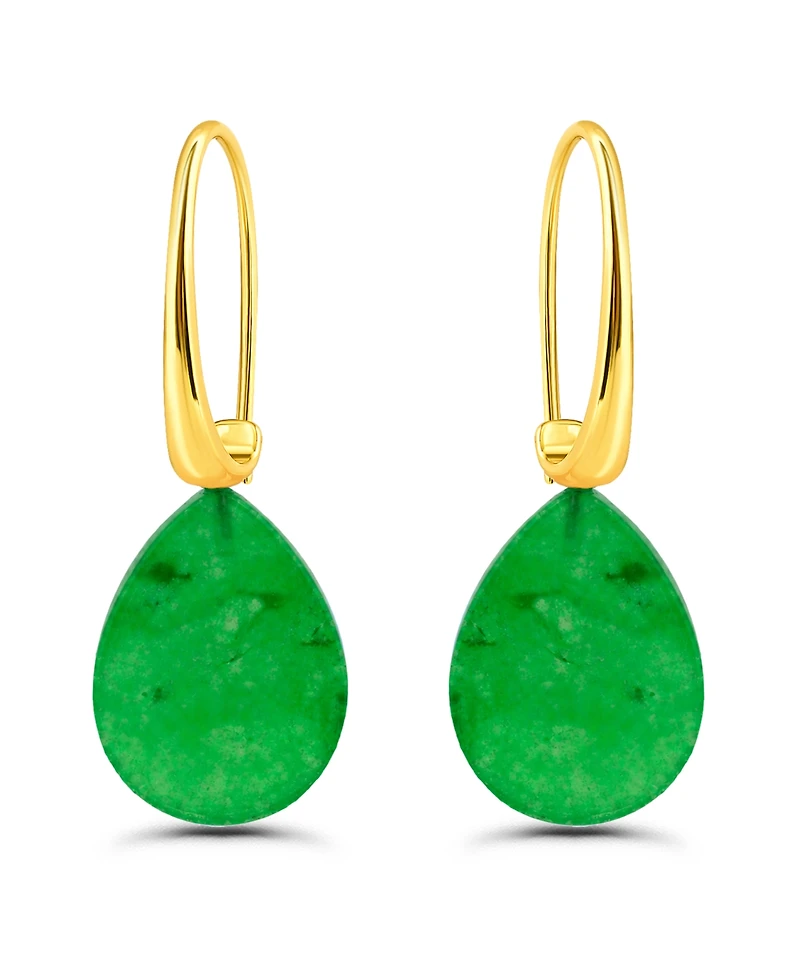 Macy's Genuine Howlite Chrysocolla Teardrop Shape Drop on Hardwire Fishhook Closure Earrings
