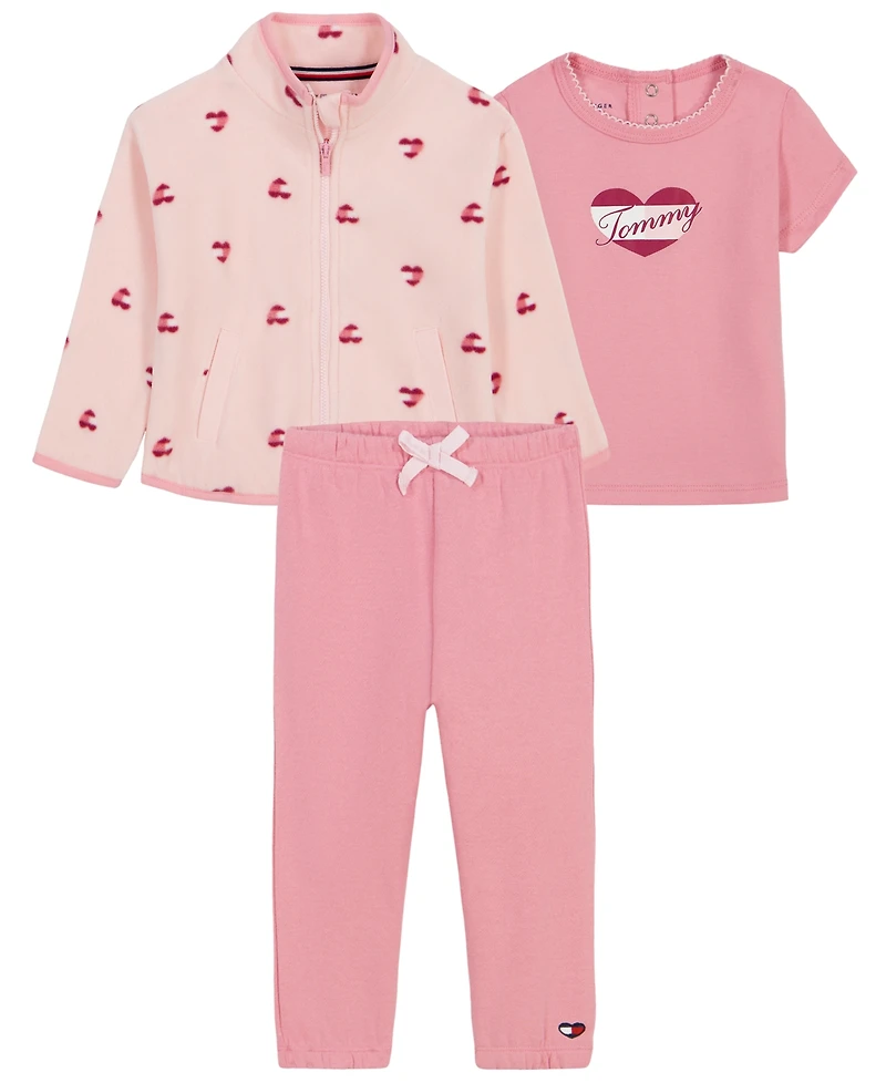 Tommy Hilfiger Baby Girls' Long-Sleeve Jacket, T-Shirt and Pants, 3-Piece Set