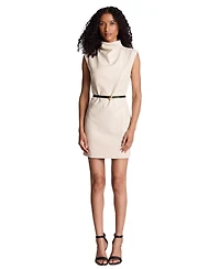 Kenneth Cole Women's Sleeveless Mock Neck Belted Mini Dress