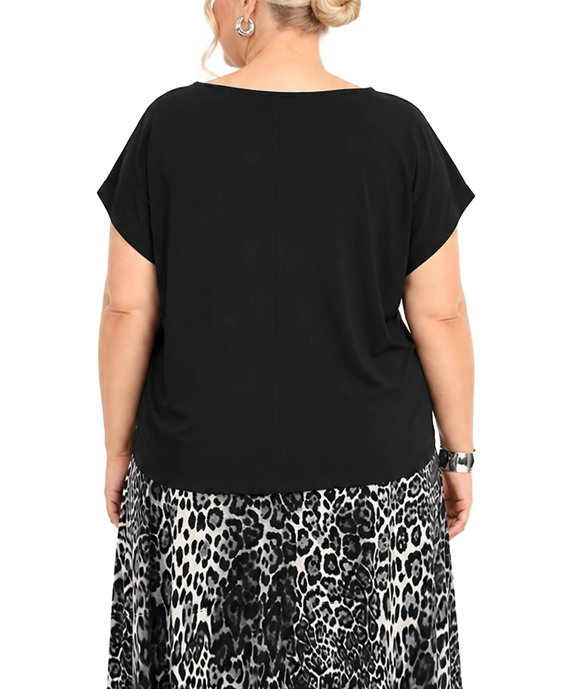 Coin 1804 Plus Techno Crepe Short-Sleeve Top