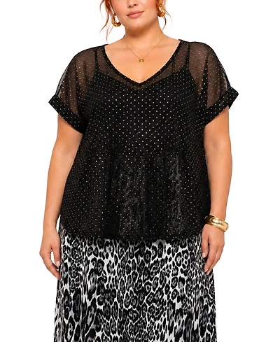 Coin 1804 Plus Foil Drop V-Neck Top