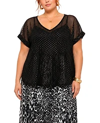 Coin 1804 Plus Foil Drop V-Neck Top