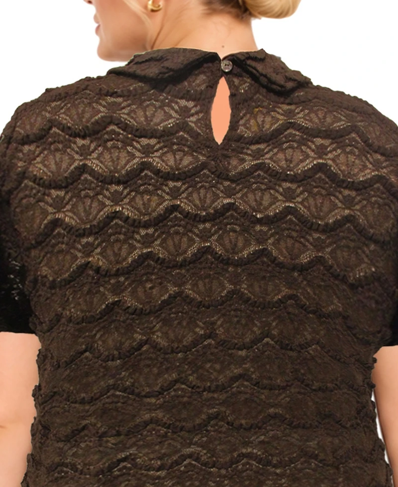 Coin 1804 Plus Scallop Edge Short-Sleeve Top