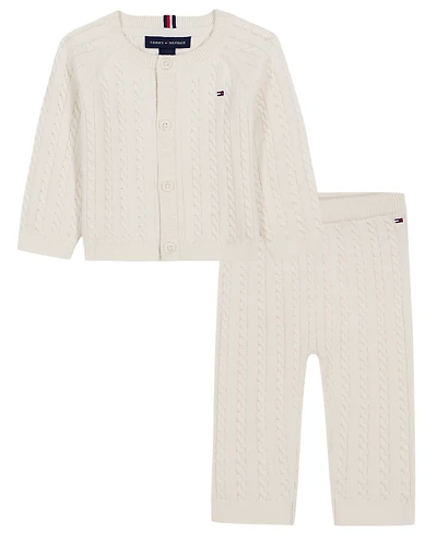 Tommy Hilfiger Baby Boys' Long-Sleeve Cardigan and Pants with Hat, 2-Piece Set