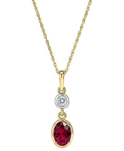 Macy's Ruby (1.45 ct. t.w.) & Diamond (1/10 ct. t.w.) Pendant Necklace in 14k Yellow Gold