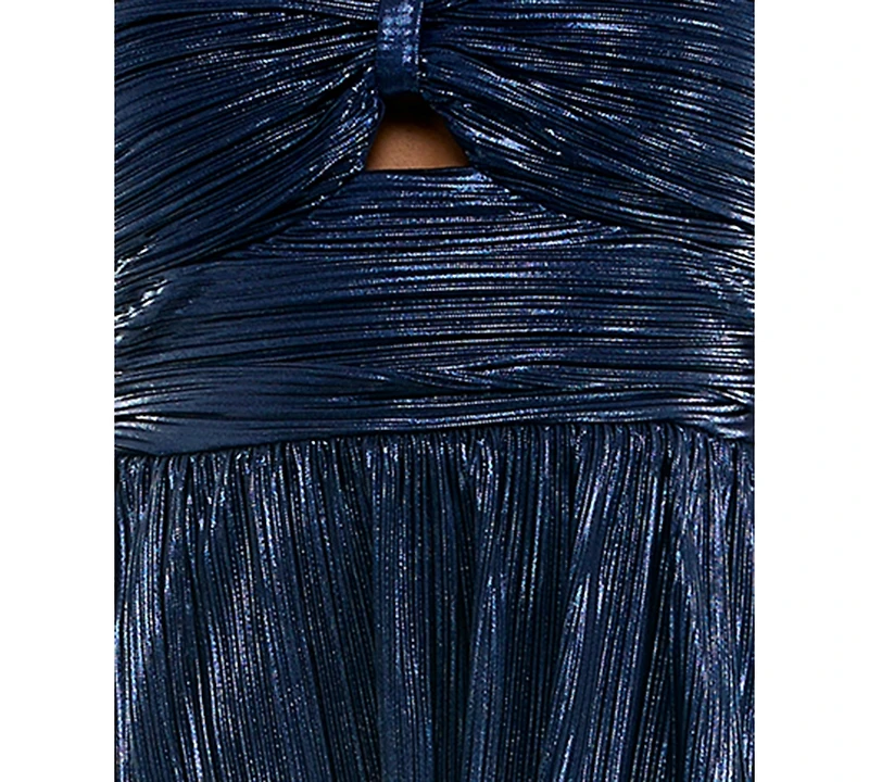 Emerald Sundae Juniors' Foil Pleated Tiered Dress