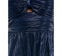 Emerald Sundae Juniors' Foil Pleated Tiered Dress