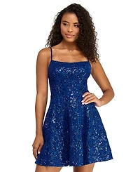 Emerald Sundae Women's Sequin Lace-Up Back Short Dress