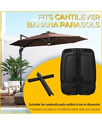 Outsunny Cantilever Umbrella Base, 165 lbs. Capacity, Portable Offset Umbrella Stand on Wheels, Mobile, Heavy-Duty, Fillable with Water or Sand, Black