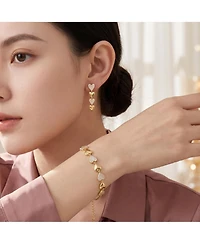 Genevive Gold-Plated Heart Jewelry Set with Sparkling Cz – Elegant Bracelet & Drop Earrings