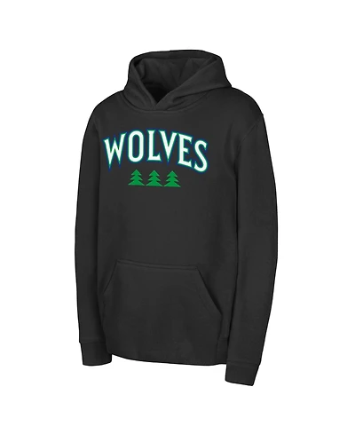 Outerstuff Big Boys and Girls Black Minnesota Timberwolves Wordmark Hoodie