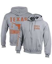 Champion Men's Gray Texas Longhorns Varsity Power blend Full-Zip Fleece Hoodie