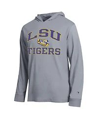 Champion Men's Heather Gray Lsu Tigers High Motor All-Star Long Sleeve Hooded T-Shirt