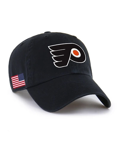 '47 Brand Men's and Women's Black Philadelphia Flyers Heritage Flag Clean Up Adjustable Hat