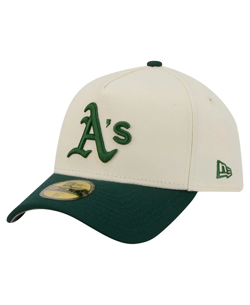New Era Men's Cream Athletics Chrome A-Frame 59FORTY Fitted Hat