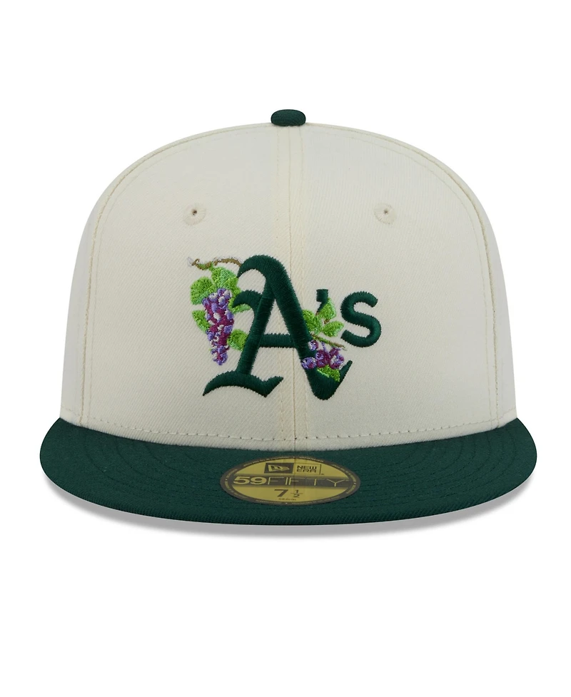 New Era Men's White, Green Athletics Blossom 59FIFTY Fitted Hat