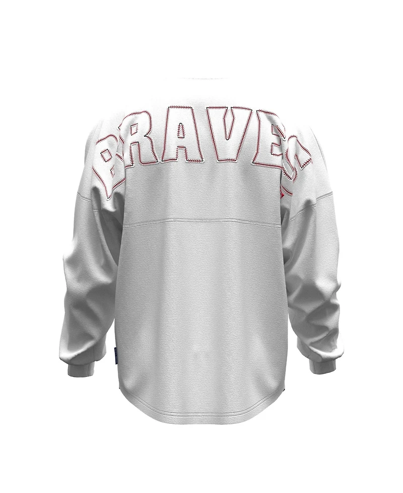 Fanatics Women's White Atlanta Braves Baseball Stitch Spirit Jersey Long Sleeve T-Shirt