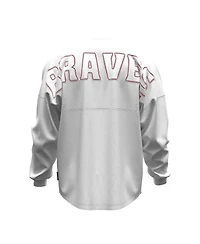 Fanatics Women's White Atlanta Braves Baseball Stitch Spirit Jersey Long Sleeve T-Shirt