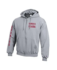 Champion Men's Gray Oklahoma Sooners Varsity Power blend Full-Zip Fleece Hoodie
